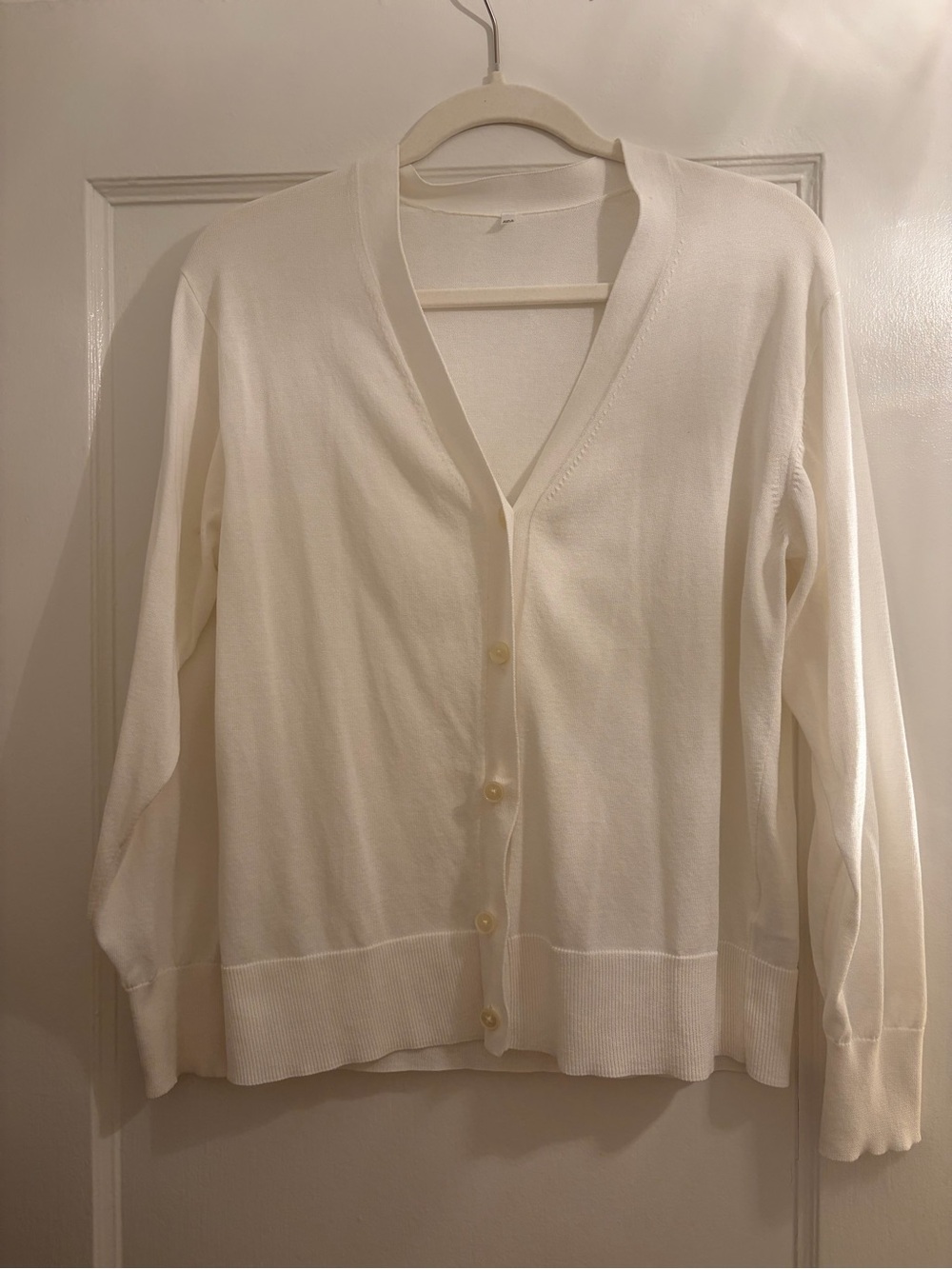 Muji white V-Neck Button Cardigan